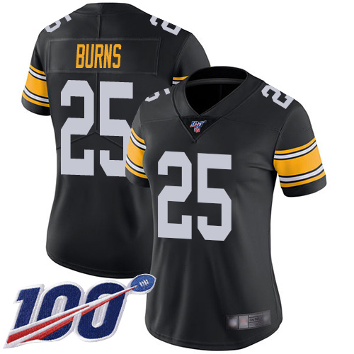 Women Pittsburgh Steelers Football #25 Limited Black Artie Burns Alternate 100th Season Vapor Untouchable Nike NFL Jersey